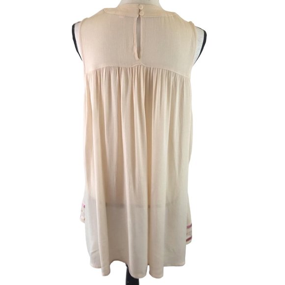 Lauren Conrad Womens Cream Embroidered Sleeveless Semi Sheer Blouse Size S - Picture 3 of 8
